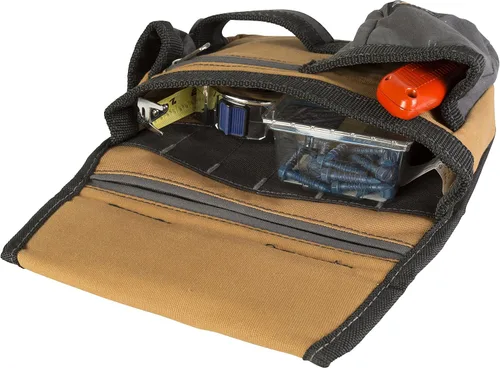 Vista 6 de Dickies Bolsa de almacenamiento de herramientas/utilidades de 11 bolsillos para cinturón de herramientas, lona duradera, respaldo resistente a