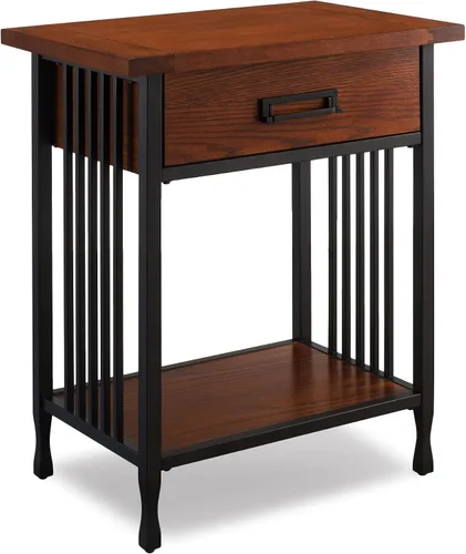 Vista 12 de Leick Home Ironcraft - Mesa auxiliar para mesita de noche, 24 pulgadas, color negro lavado