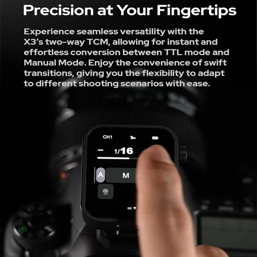 Vista 3 de Godox Disparador de flash inalámbrico X3F TTL, transmisor de flash de pantalla táctil para cámaras Fuji, batería incorporada