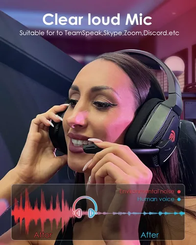 Vista 6 de EasySMX Grani C07W 2.4GHzBluetooth Auriculares inalámbricos para juegos con micrófono para PC, PS4, PS5, Mac, interruptor, auriculares Bluetooth