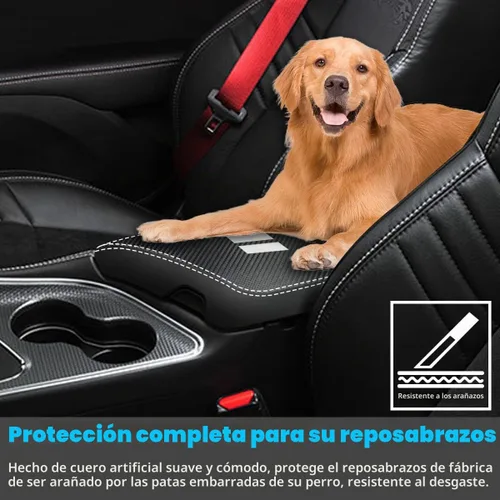 Vista 3 de Funda impermeable para reposabrazos de automóvil Dodge Challenger 2015-2023, resistente a los arañazos, protección de cuero, accesorios de negro