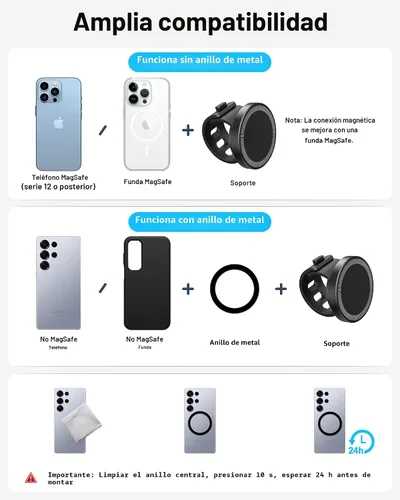 Vista 7 de Soporte para teléfono para cochecito, compatible con MagSafe, soporte magnético para manillar