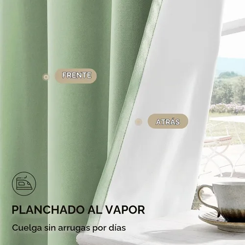 Vista 7 de Joydeco Cortinas opacas de lino para dormitorio, con ojales de 90 pulgadas de largo, cortinas resistentes para sala de estar, cortinas con Verde