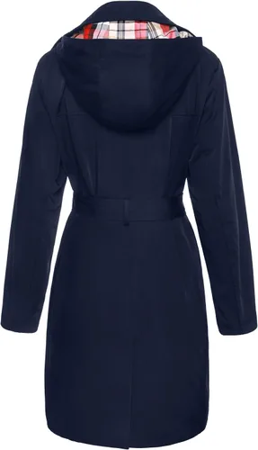 Vista 2 de SaphiRose Gabardina impermeable para mujer con doble botonadura larga con capucha extraíble