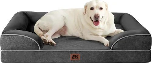 Vista 120 de EHEYCIGA – Cama ortopédica impermeable para perros pequeños, de espuma viscoelástica tipo caja de huevos, con bordes elevados y base antideslizante