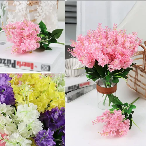 Vista 6 de ECYC Ltd Ramo de flores artificiales de jacinto de 13.78 pulgadas, flores de jacinto de seda con tallo de jacinto sintético para decoración de boda
