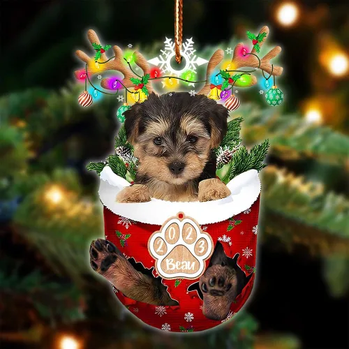 Vista 15 de NAZENTI Adorno Navideño de Bolsillo Personalizado de Affenpinscher en la Nieve, Adorno de Forma Acrílica de Perro, Adorno de Navidad 2023, Adorno