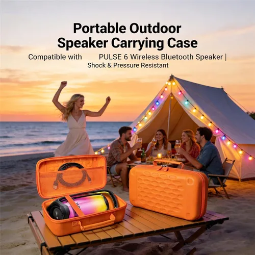 Vista 6 de Funda de almacenamiento rígida de EVA a prueba de golpes, impermeable, para altavoz Bluetooth portátil JBL Pulse 6, bolsa de transporte protectora