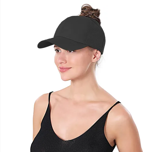 Vista 2 de New Upgraded Women Criss Cross Hat High Ponytail Baseball Caps Adjustable High Messy Bun Ponycap Trucker Hats