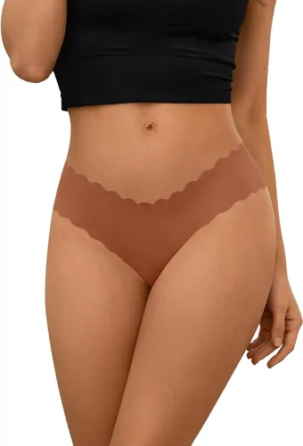 Vista 4 de DEANGELMON Bikinis sin costuras para mujer, ropa interior invisible que no se ve, hipster, elástico, paquete múltiple