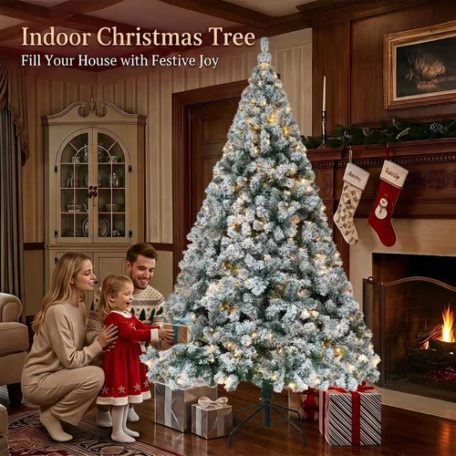 Vista 4 de Árbol de Navidad de 5 pies con luz, árbol de Navidad artificial de nieve