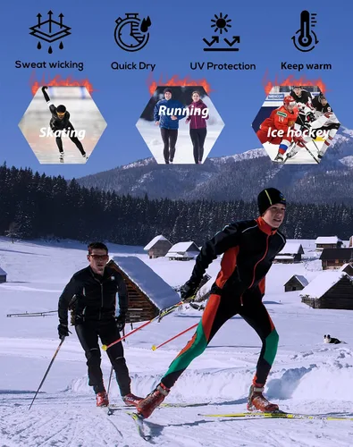 Vista 6 de Paquete de 5 o 4 camisas de compresión térmica para hombre, forro polar, manga larga, capa base atlética, equipo de entrenamiento para clima frío