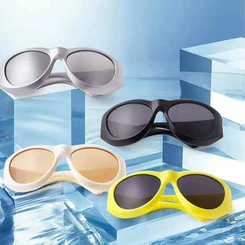 Vista 8 de Y2K - Gafas de sol punk para mujer, diseño geométrico envolvente, estilo punk hip hop, gafas de sol