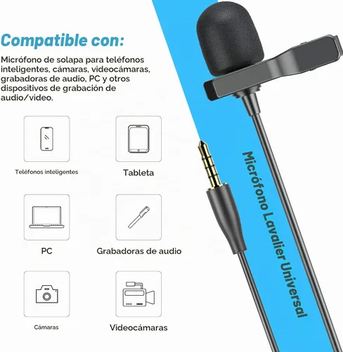 Vista 5 de BOYA BY-M1S Micrófono de solapa Lavalier profesional Micrófono de condensador omnidireccional para iPhone Android Smartphone Cámara DSLR