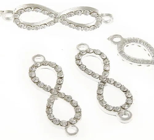 Vista 16 de RUBYCA 5pcs Metal Cruz Llave Lateral Conector Cuentas Cristal DIY Joyería Pulsera Tono Plata