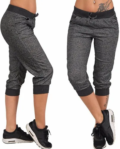 Vista 3 de Pantalones deportivos de yoga casuales para mujer, con cordón en la cintura, con bolsillo, pantalones deportivos para entrenamiento y descanso