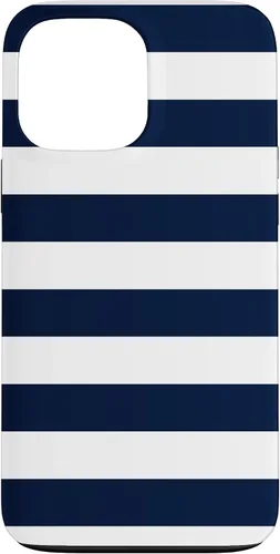 Vista 24 de Azul marino blanco rayas geométricas femeninas rayas preppy rayas caso para iPhone 17