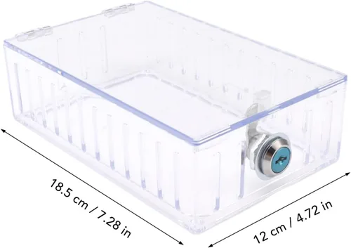 Vista 2 de Caja de bloqueo de termostato con llave, cubierta transparente, adecuada para la mayoría de termostatos, grande, acrílico de alta calidad, larga