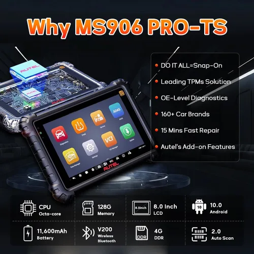 Vista 9 de Autel MaxiSys MS906 Pro-TS OBD2 Escáner de diagnóstico con función TPMS completa 2026 Top Bidirectional Scan Tool, Up of MP900TS MS906PRO MS906