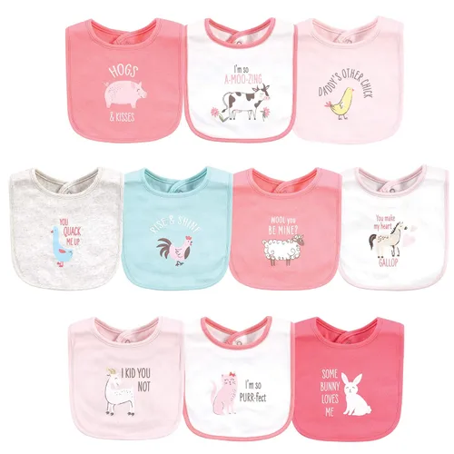 Vista 20 de Hudson Baby Baberos unisex de algodón para bebé, nube rosa, talla única (paquete de 2)