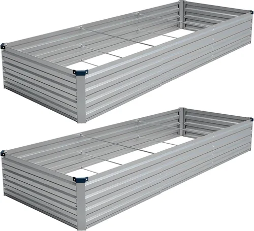 Vista 15 de Vengarus Kit de cama de jardín galvanizado elevado de 6 x 3 x 1 pies (paquete de 2), maceta de metal para exteriores, contenedor rectangular de Negro