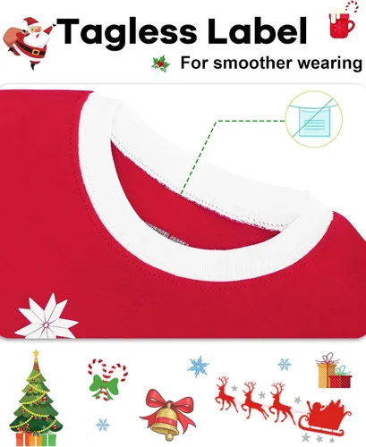 Vista 2 de DAUGHTER QUEEN Pijamas de Navidad para niños y niñas de 18 meses-12 años, ropa de dormir 100% algodón