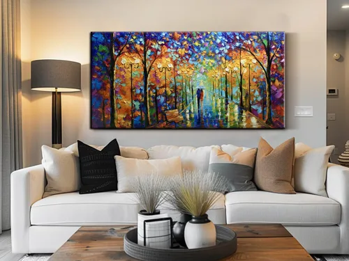 Vista 13 de Tyed Art - Pinturas al óleo de 24 x 48 pulgadas sobre lienzo, arte 100% pintado a mano, obra de arte contemporánea, obra de arte abstracta, arte
