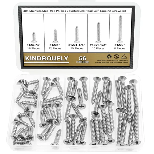 Vista 11 de 242 tornillos autorroscantes Phillips de cabeza avellanada Phillips #2 x 1/4 pulgadas, 3/8 pulgadas, 1/2 pulgadas, 5/8 pulgadas, 3/4 pulgadas, kit