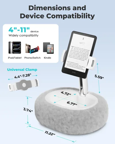 Vista 4 de Viozon Soporte de almohada para tableta, soporte de almohada Kindle, compatible con tableta/teléfono de 4 a 11 pulgadas con cuenco pequeño
