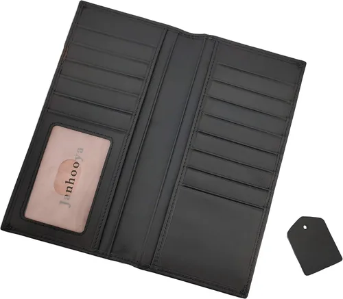 Vista 2 de Janhooya Cartera vaquera occidental con bloqueo RFID para hombre Negro Star Black Cartera RFID