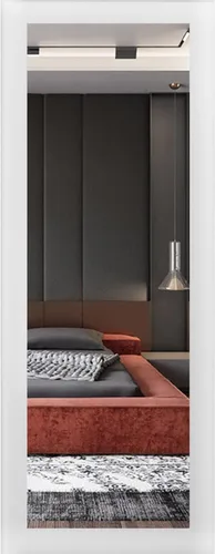 Vista 6 de SARTODOORS - Panel de puerta de granero de losa 18 x 80 pulgadas Lucia 1299 Seda blanca con espejo Puertas interiores con acabado resistente