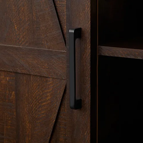 Vista 7 de Armario de almacenamiento alto para bufé, estantería rústica de madera, vitrina de despensa de granja con estantes ajustables, muebles de cocina