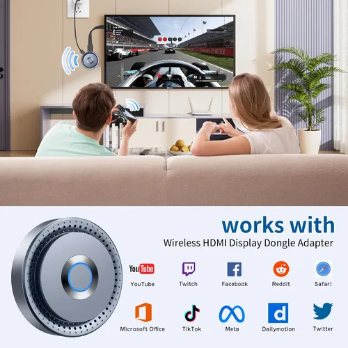 Vista 8 de [Usado] TPUFO Adaptador inalámbrico HDMI para pantalla Dongle, transmisor inalámbrico, transmisión de vídeo/audio/archivo, extensor inalámbrico HDMI