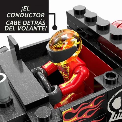 Vista 5 de MEGA Hot Wheels Monster Trucks Set de Construcción de Vehículos Juguetes, Carrera de Choques y Destrucciones Bone Shaker con 151 Piezas, 1 Mini