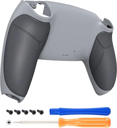 Vista 9 de eXtremeRate Black Performance Rubberized Grip Custom Back Plate Bottom Shell Compatible with ps5 Controller, Replacement Back Shell Cover Compatible