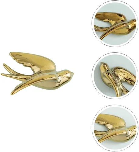 Vista 4 de BESPORTBLE 1 estatua de pájaro para colgar en la pared, decoración de pared de cerámica, adorno de estilo nórdico para decoración, diseño de ahorro