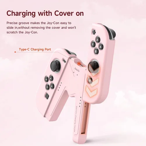 Vista 4 de JINGDU Switch Joy-Con - Empuñadura de carga compatible con Nintendo Switch estándar y modelo OLED, juega mientras se carga, cargador portátil JoyCon