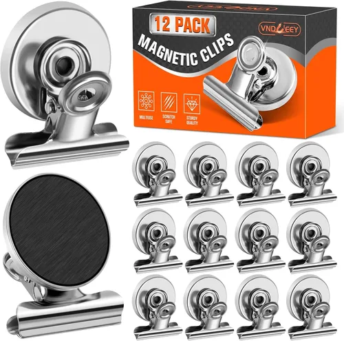 Vista 19 de VNDUEEY Paquete de 6 imanes para refrigerador, imanes para refrigerador, clips magnéticos negros, imanes para pizarra blanca, clips magnéticos