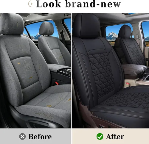 Vista 8 de Coverado - Fundas de asiento compatibles con Dodge Ram 2002-2024 1500 2500 3500 Pickup Limited Laramie Big Horn, protectores de cuero impermeables