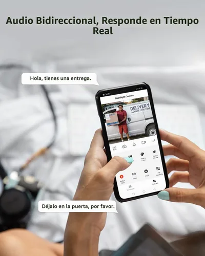 Vista 4 de Lepro Cámara de reflector, luz de seguridad activada por movimiento, grabación automática, video de 1080P, conversación bidireccional, brillo