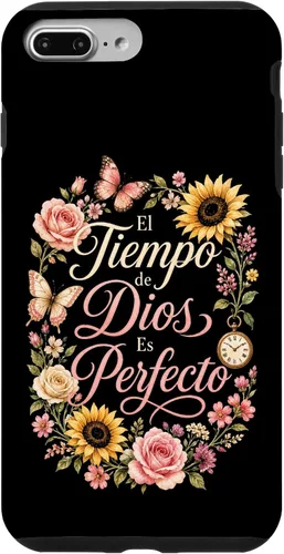 Vista 18 de Fe Cristiana El Tiempo De Dios ES Perfecto Floral Wreath Case for iPhone 16