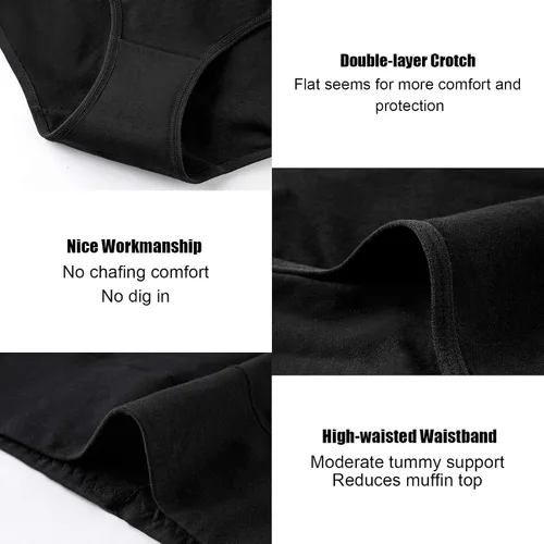 Vista 5 de K-CHEONY Women's Underwear, High Waist Cotton Breathable Full Coverage Panties Brief Multipack Regular and Plus