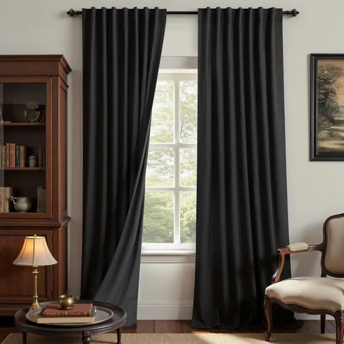 Vista 78 de KOUFALL - Cortinas de medio estilo francés de lino para ventana, juego de 2 cortinas cortas de 40 pulgadas de longitud, para privacidad, cortinas