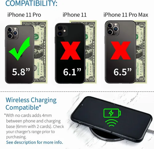 Vista 2 de Dockem Funda tipo cartera para iPhone 11: Placa de metal integrada para montaje magnético y 2 ranuras para tarjetas de crédito (padres)