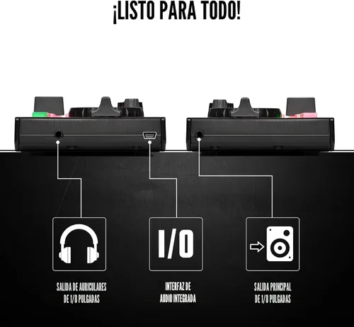 Vista 3 de [Usado] Numark DJ2GO2 Touch - Controlador USB compacto de 2 platos para Serato DJ con mezclador/crossfader, interfaz de audio y rueda de selección
