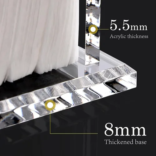 Vista 4 de DINGHUO Servilletero de acrílico para cóctel, para la mesa, (12.7 cm x 12.7 cm) Dispensador de servilletas de bebidas transparente con base de 8 mm
