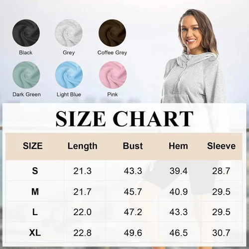 Vista 6 de FKEEP Half Zip Hoodies for Women Zipper Up Cropped Hooded Long Sleeve Athletic Pullover Tops with Thumb Hole
