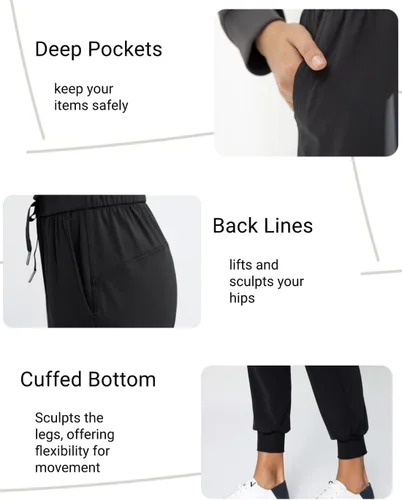 Vista 3 de AJISAI Pantalones deportivos para mujer, con cordón y bolsillos, para correr y descansar