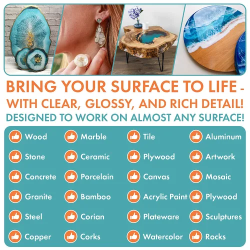 Vista 5 de SmartArt - Kit de resina epoxi de 2 galones, fácil de usar, transparente, súper brillante, duradero, resistente a los rayos UV, para artes