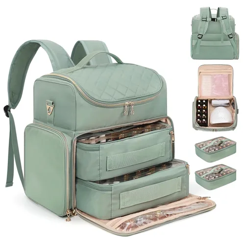Vista 16 de CUBETASTIC Estuche organizador de esmalte de uñas extra grande con capacidad para 86 a 100+ botellas de esmalte de uñas y lámpara de uñas, bolsa